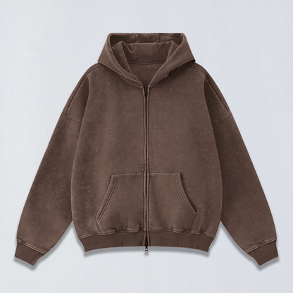 400g Vintage wash full zip hoodie