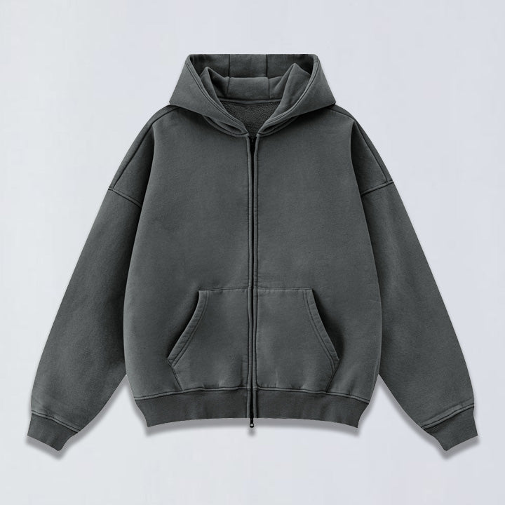 400g Vintage wash full zip hoodie