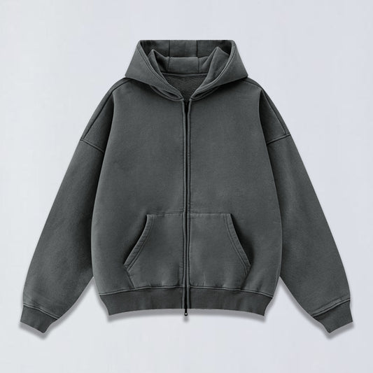 400g Vintage wash full zip hoodie