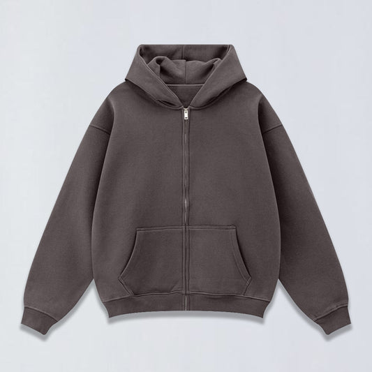345g Oversize full zip fleece hoodie