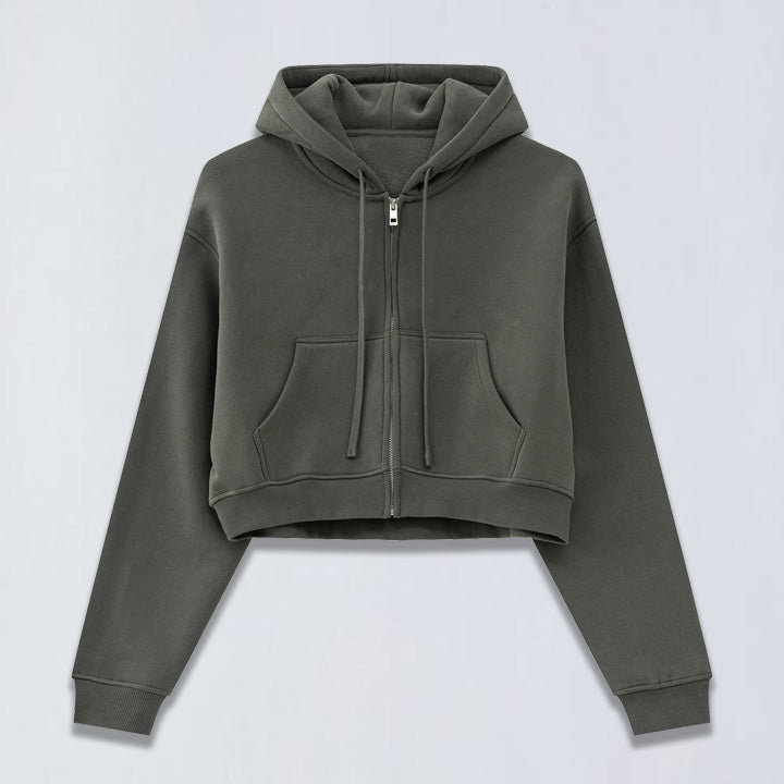 345g Babydoll crop full zip hoodie