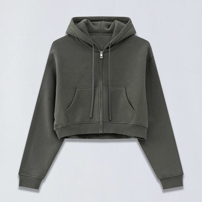345g Babydoll crop full zip hoodie