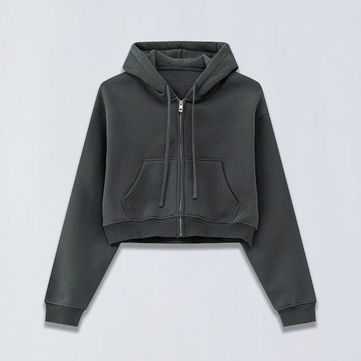 345g Babydoll crop full zip hoodie