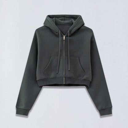 345g Babydoll crop full zip hoodie