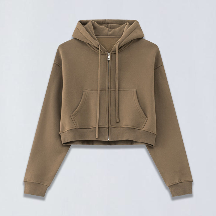 345g Babydoll crop full zip hoodie