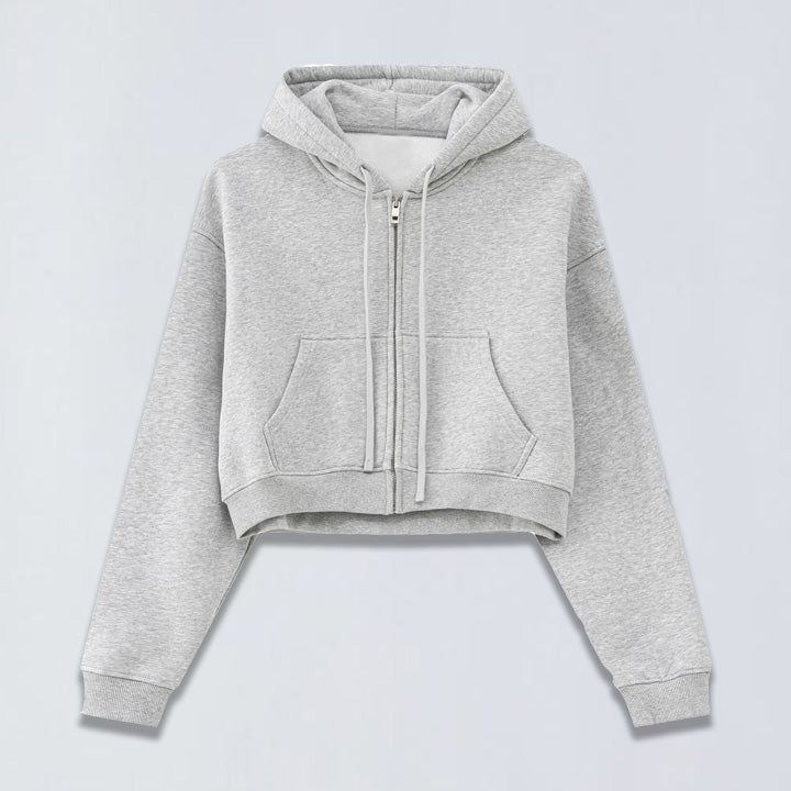 345g Babydoll crop full zip hoodie