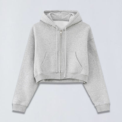 345g Babydoll crop full zip hoodie