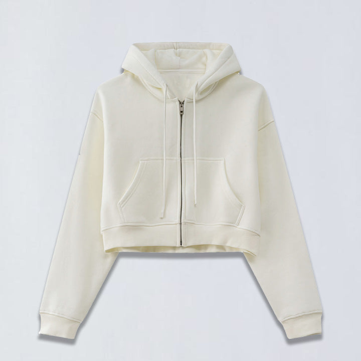 345g Babydoll crop full zip hoodie
