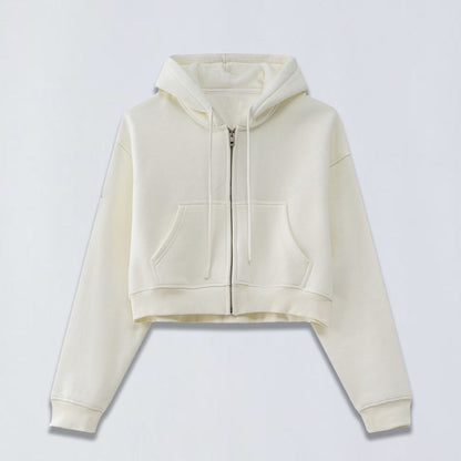 345g Babydoll crop full zip hoodie