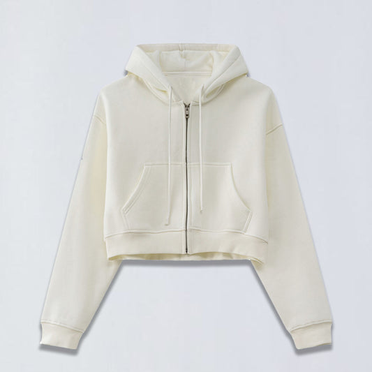 345g Babydoll crop full zip hoodie