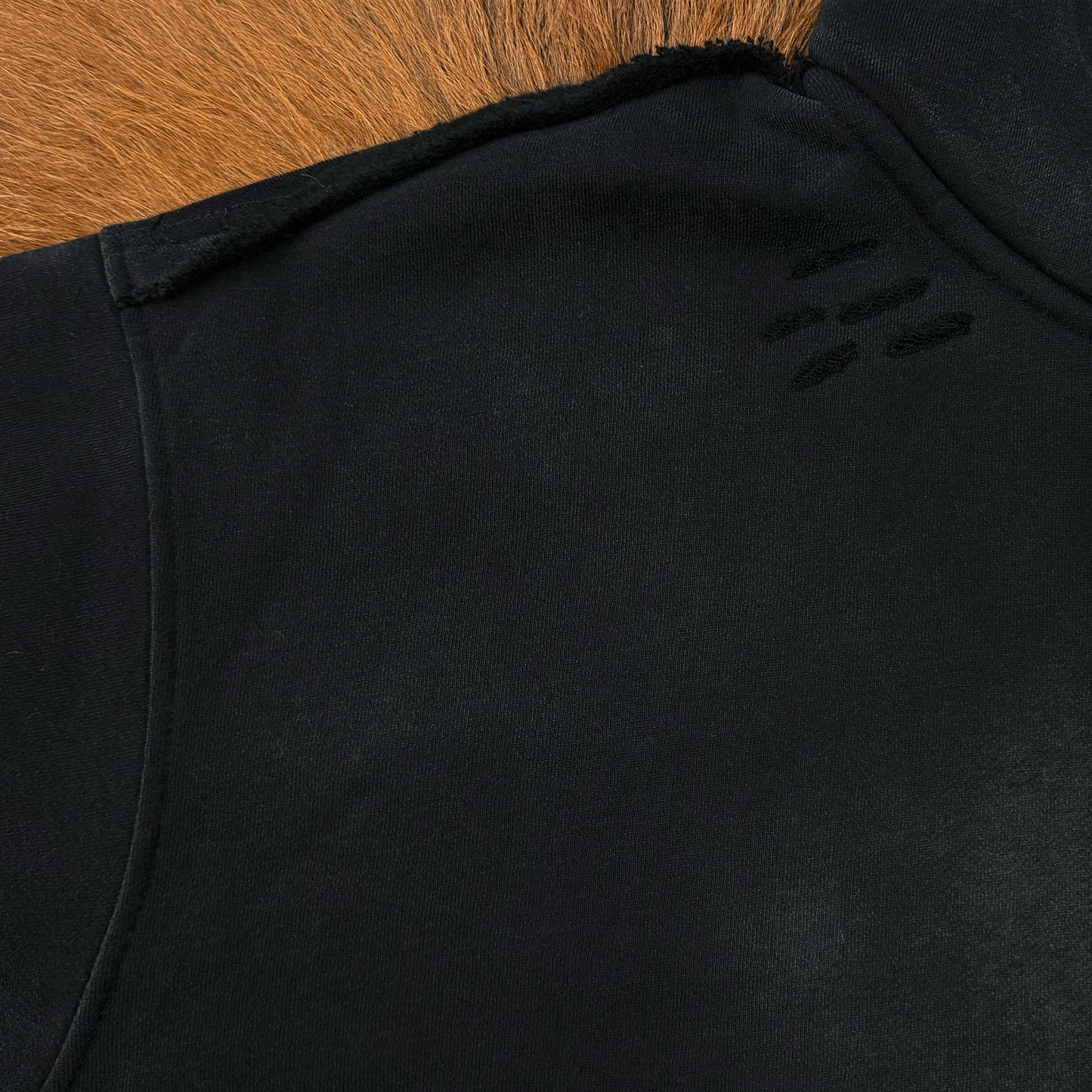 Raw Edge Distress Full-Zip Hoodie