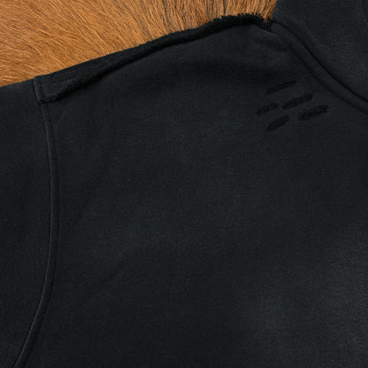 Raw Edge Distress Full-Zip Hoodie