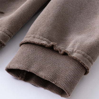 400g Raw edge distress full-zip hoodie