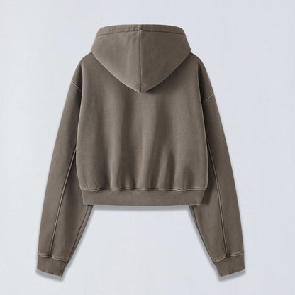 400g Babydoll wash crop full-size zip hoodie